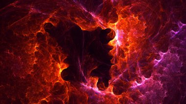 Soyut kırmızı fraktal ışık arkaplanı 3 boyutlu oluşturuluyor