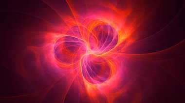 Soyut kırmızı fraktal ışık arkaplanı 3 boyutlu oluşturuluyor