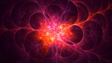 Soyut kırmızı fraktal ışık arkaplanı 3 boyutlu oluşturuluyor