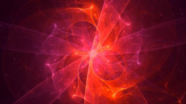 Soyut kırmızı fraktal ışık arkaplanı 3 boyutlu oluşturuluyor
