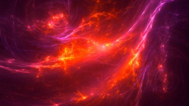 Soyut kırmızı fraktal ışık arkaplanı 3 boyutlu oluşturuluyor