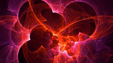 Soyut kırmızı fraktal ışık arkaplanı 3 boyutlu oluşturuluyor