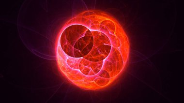 Soyut kırmızı fraktal ışık arkaplanı 3 boyutlu oluşturuluyor