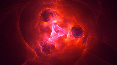 Soyut kırmızı fraktal ışık arkaplanı 3 boyutlu oluşturuluyor