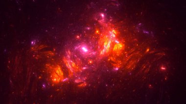 Soyut kırmızı fraktal ışık arkaplanı 3 boyutlu oluşturuluyor