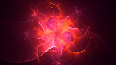 Soyut kırmızı fraktal ışık arkaplanı 3 boyutlu oluşturuluyor