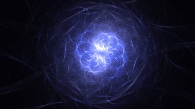 Soyut mavi fraktal ışık arkaplanı 3 boyutlu oluşturuluyor