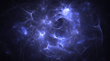 Soyut mavi fraktal ışık arkaplanı 3 boyutlu oluşturuluyor