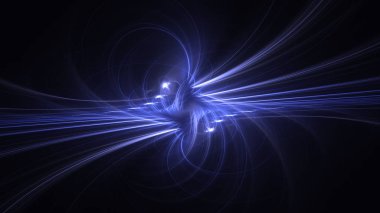 Soyut mavi fraktal ışık arkaplanı 3 boyutlu oluşturuluyor