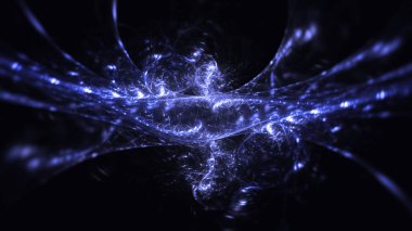 Soyut mavi fraktal ışık arkaplanı 3 boyutlu oluşturuluyor