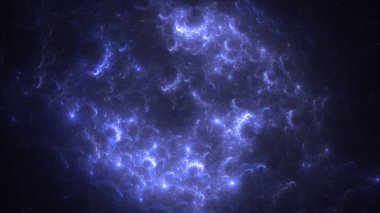 Soyut mavi fraktal ışık arkaplanı 3 boyutlu oluşturuluyor