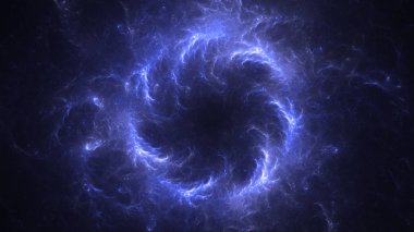 Soyut mavi fraktal ışık arkaplanı 3 boyutlu oluşturuluyor