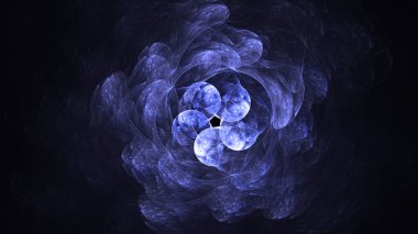 Soyut mavi fraktal ışık arkaplanı 3 boyutlu oluşturuluyor