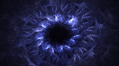 Soyut mavi fraktal ışık arkaplanı 3 boyutlu oluşturuluyor