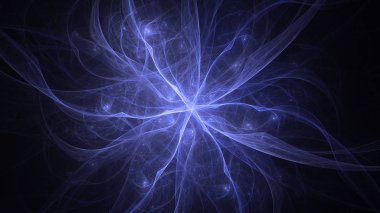 Soyut mavi fraktal ışık arkaplanı 3 boyutlu oluşturuluyor