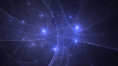 Soyut mavi fraktal ışık arkaplanı 3 boyutlu oluşturuluyor