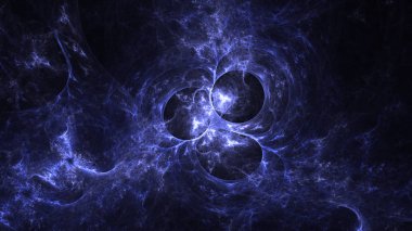 Soyut mavi fraktal ışık arkaplanı 3 boyutlu oluşturuluyor
