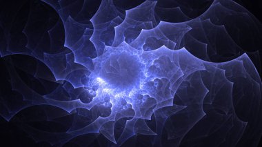 Soyut mavi fraktal ışık arkaplanı 3 boyutlu oluşturuluyor