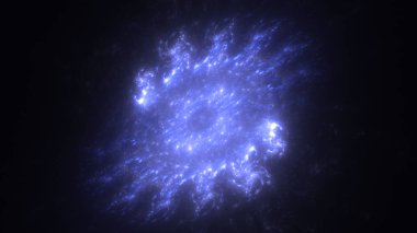 Soyut mavi fraktal ışık arkaplanı 3 boyutlu oluşturuluyor