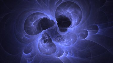 Soyut mavi fraktal ışık arkaplanı 3 boyutlu oluşturuluyor