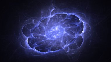 Soyut mavi fraktal ışık arkaplanı 3 boyutlu oluşturuluyor