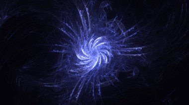 Soyut mavi fraktal ışık arkaplanı 3 boyutlu oluşturuluyor