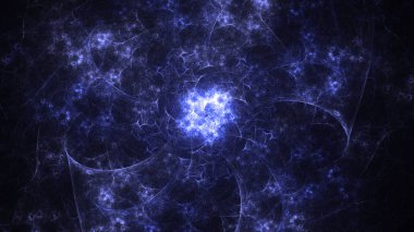 Soyut mavi fraktal ışık arkaplanı 3 boyutlu oluşturuluyor