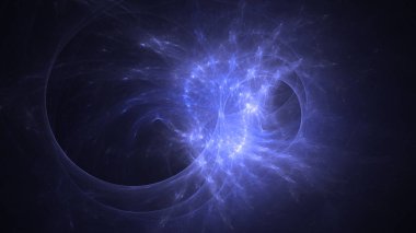 Soyut mavi fraktal ışık arkaplanı 3 boyutlu oluşturuluyor