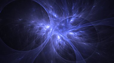 Soyut mavi fraktal ışık arkaplanı 3 boyutlu oluşturuluyor