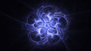 Soyut mavi fraktal ışık arkaplanı 3 boyutlu oluşturuluyor