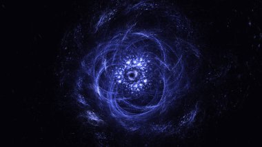 Soyut mavi fraktal ışık arkaplanı 3 boyutlu oluşturuluyor