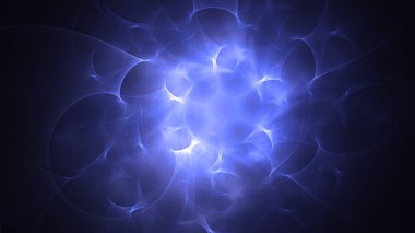 Soyut mavi fraktal ışık arkaplanı 3 boyutlu oluşturuluyor