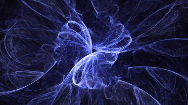 Soyut mavi fraktal ışık arkaplanı 3 boyutlu oluşturuluyor