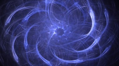 Soyut mavi fraktal ışık arkaplanı 3 boyutlu oluşturuluyor