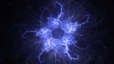 Soyut mavi fraktal ışık arkaplanı 3 boyutlu oluşturuluyor