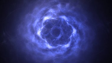 Soyut mavi fraktal ışık arkaplanı 3 boyutlu oluşturuluyor