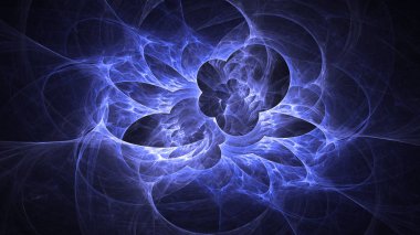 Soyut mavi fraktal ışık arkaplanı 3 boyutlu oluşturuluyor