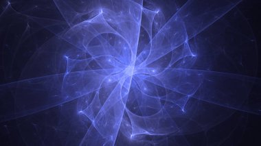 Soyut mavi fraktal ışık arkaplanı 3 boyutlu oluşturuluyor