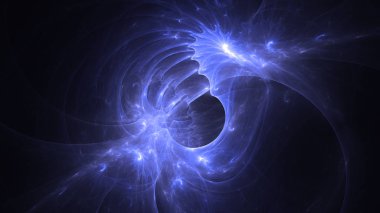 Soyut mavi fraktal ışık arkaplanı 3 boyutlu oluşturuluyor