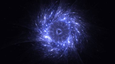 Soyut mavi fraktal ışık arkaplanı 3 boyutlu oluşturuluyor