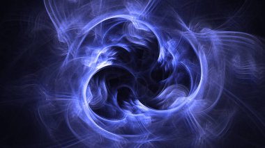 Soyut mavi fraktal ışık arkaplanı 3 boyutlu oluşturuluyor