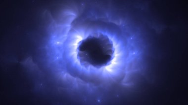 Soyut mavi fraktal ışık arkaplanı 3 boyutlu oluşturuluyor