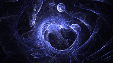 Soyut mavi fraktal ışık arkaplanı 3 boyutlu oluşturuluyor