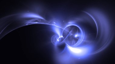 Soyut mavi fraktal ışık arkaplanı 3 boyutlu oluşturuluyor