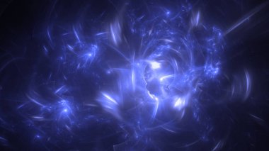 Soyut mavi fraktal ışık arkaplanı 3 boyutlu oluşturuluyor