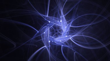 Soyut mavi fraktal ışık arkaplanı 3 boyutlu oluşturuluyor