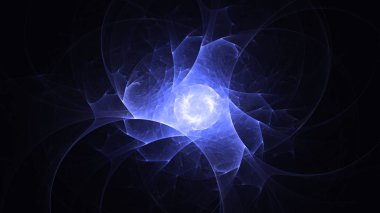 Soyut mavi fraktal ışık arkaplanı 3 boyutlu oluşturuluyor