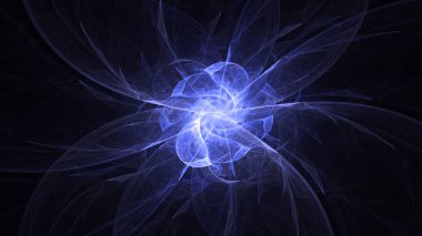 Soyut mavi fraktal ışık arkaplanı 3 boyutlu oluşturuluyor
