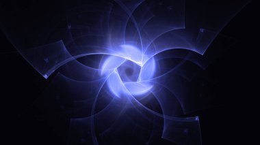 Soyut mavi fraktal ışık arkaplanı 3 boyutlu oluşturuluyor
