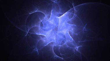 Soyut mavi fraktal ışık arkaplanı 3 boyutlu oluşturuluyor